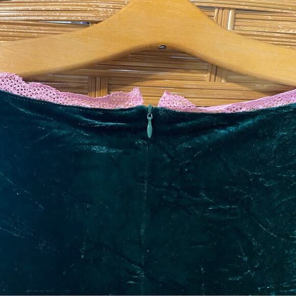 Tunnel vision Lashline Green Velvet Dress with Pink Accents witchy whimsigoth XL - Picture 12 of 13